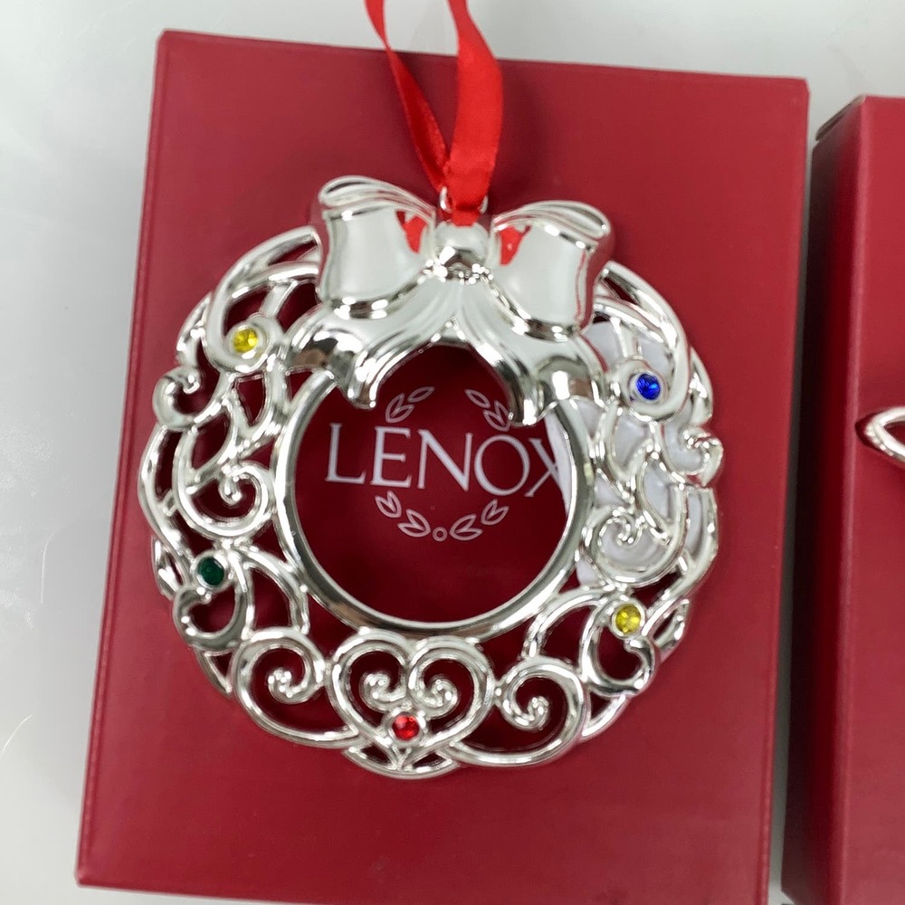 Lenox Sparkle And Scroll Angel Star Wreath ornaments New open box - Picture 3 of 12